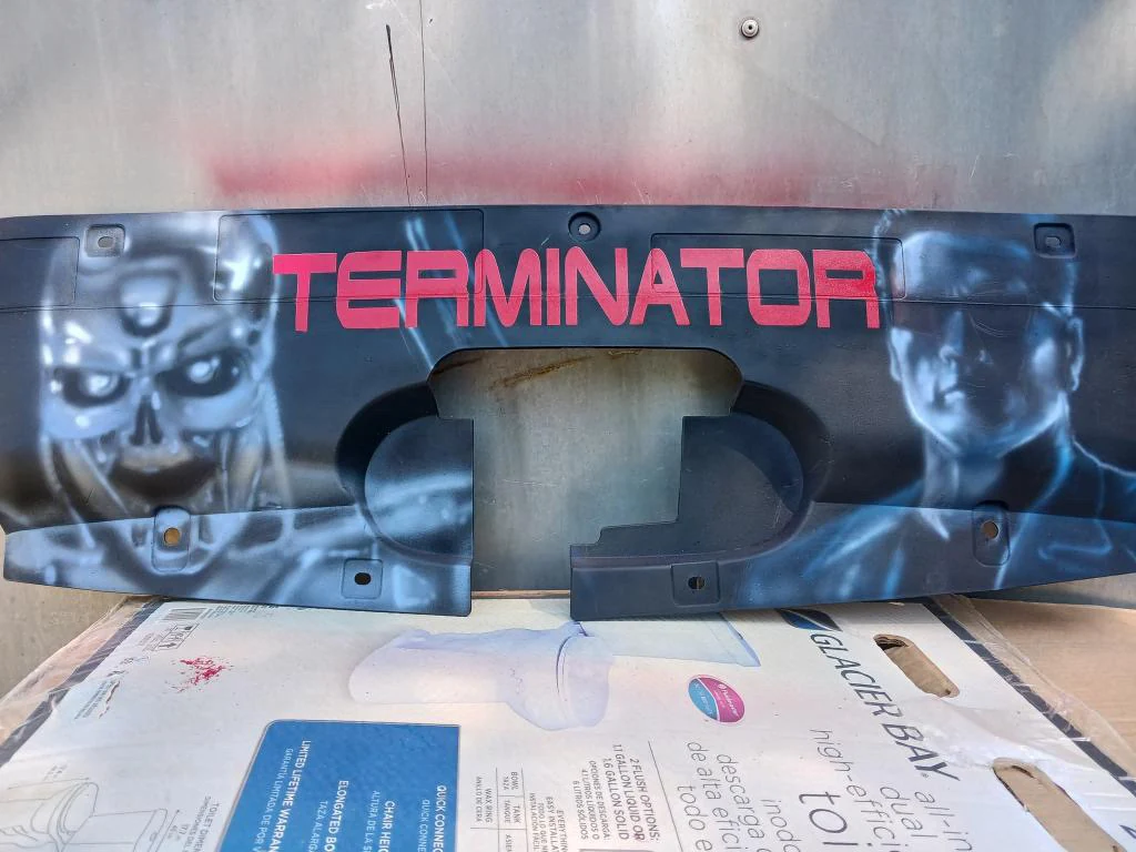 Custom painted Terminator themed artwork on a specialty surface