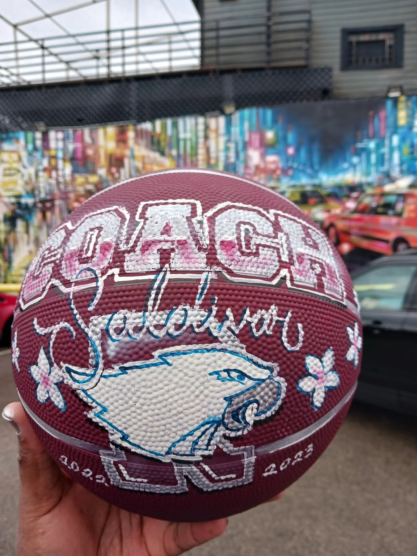 Custom airbrushed basketball artwork