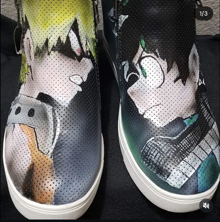 Comic inspired custom painted sneaker