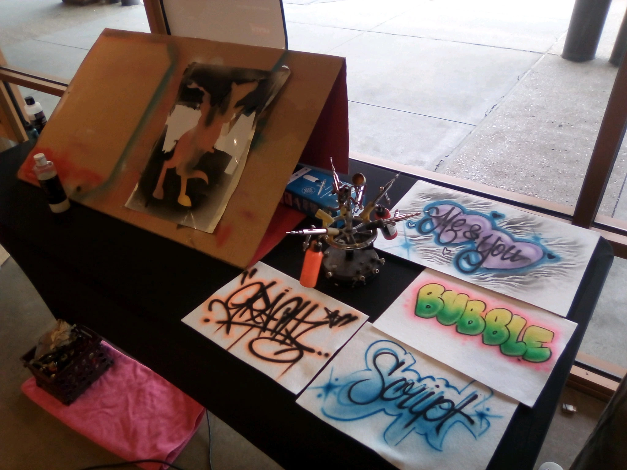 Jonathan Taylor airbrush display artwork from previous fair appearances