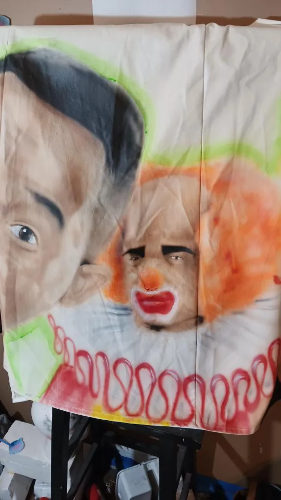 Close detail of the wearable artwork
